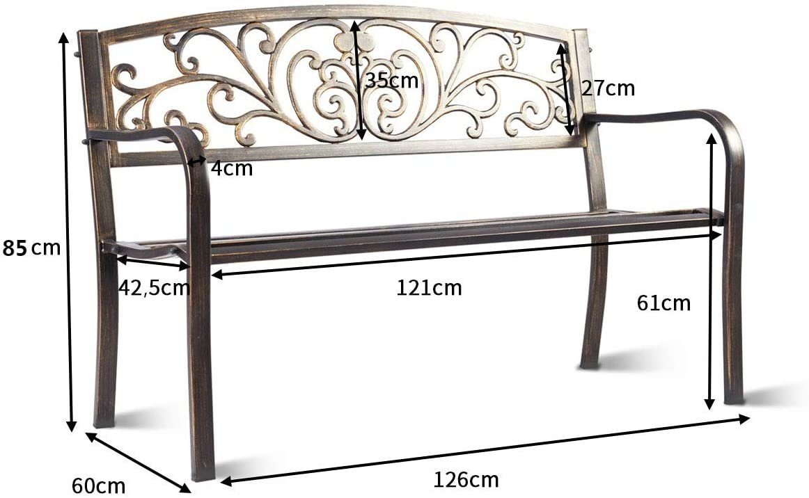COSTWAY Gartenbank, Metall, 2-3 sitzer, mit günstig online kaufen