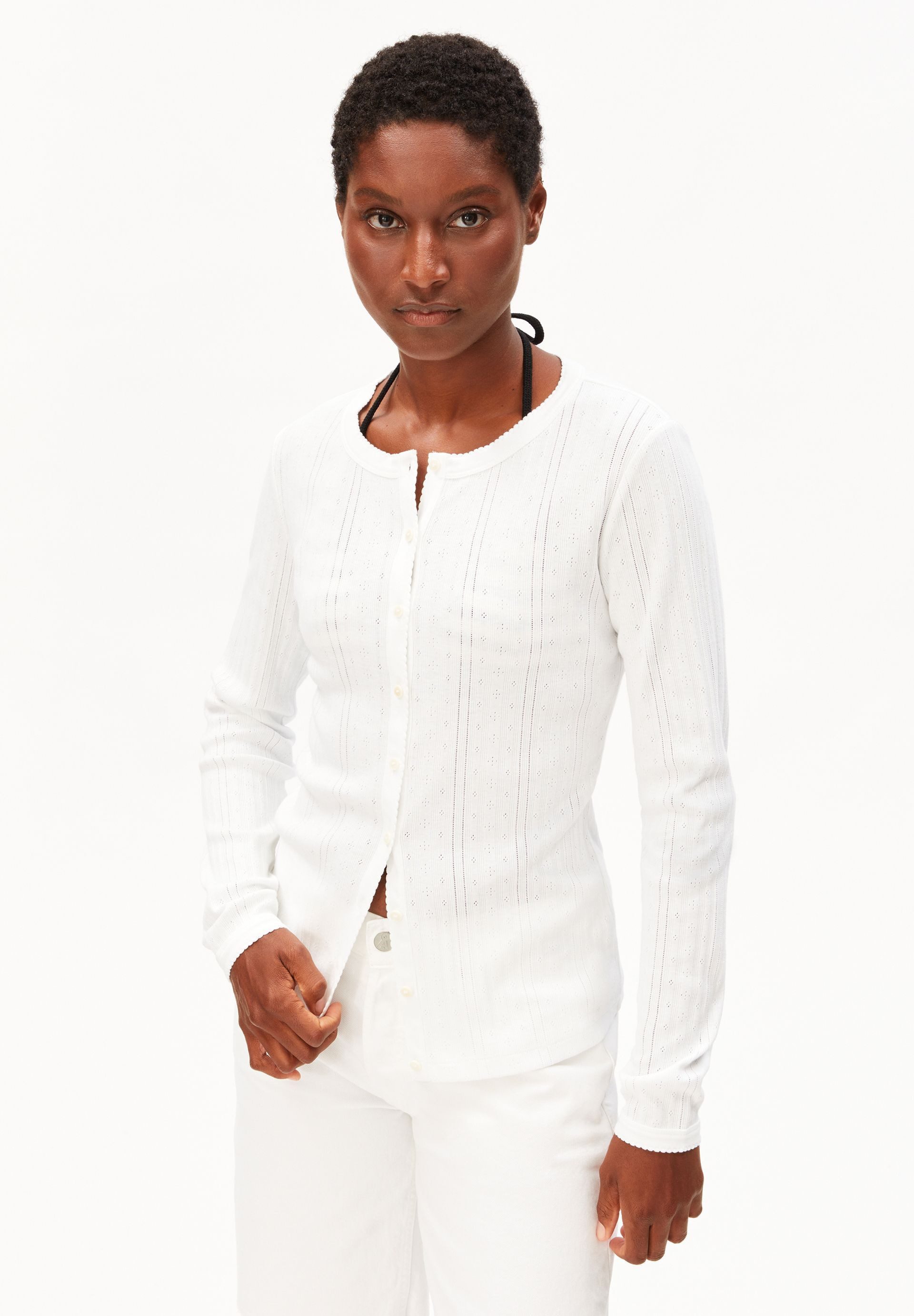 Armedangels Longsleeve POINTELLE 100% Bio-Baumwolle Slim Fit