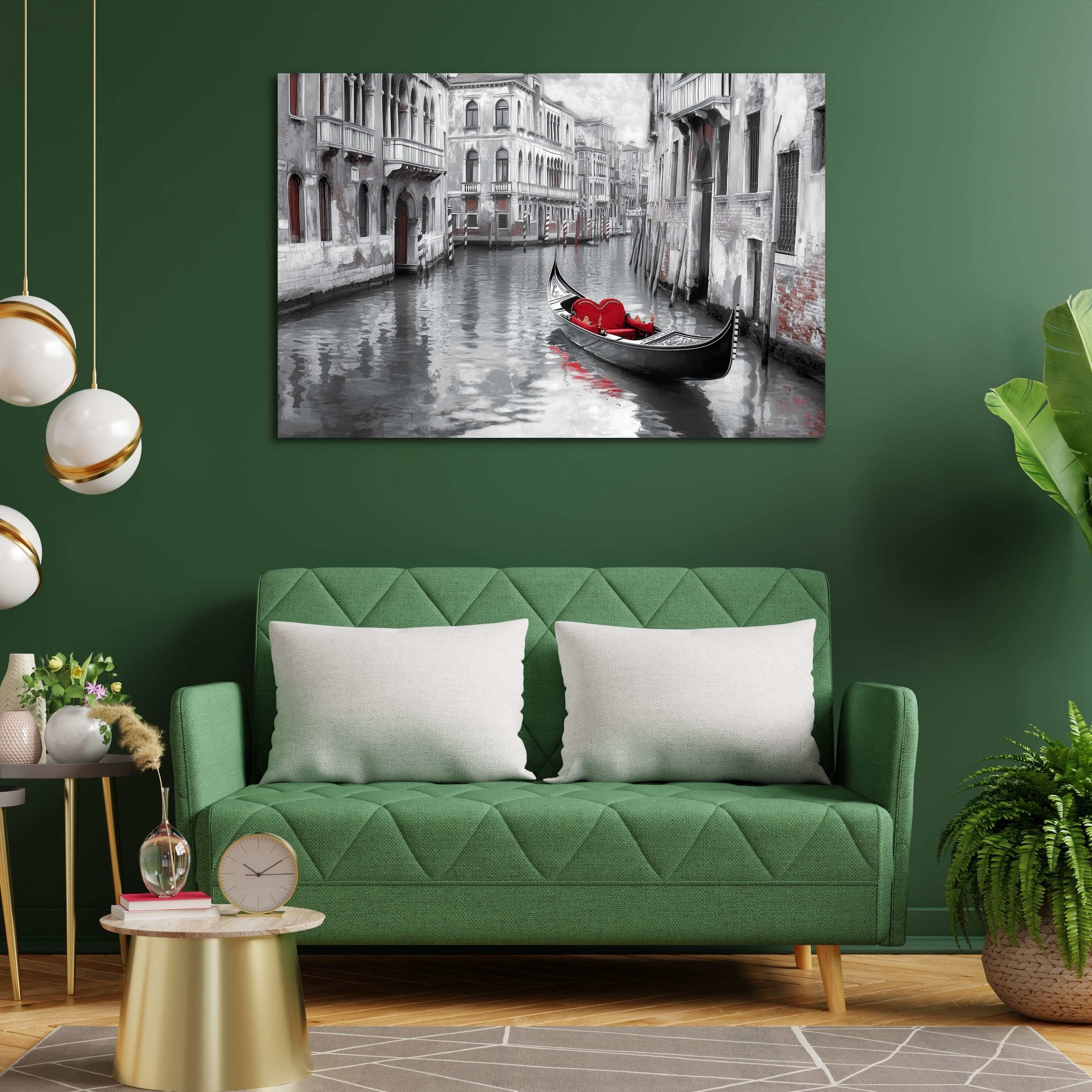 DARO Design Leinwandbild Modern Abstrakt Wandbilder XXL Wandbild Wand Deko Leinwand Bilder, (rote Gondel - Bild groß Wohnzimmer Schlafzimmer Küche Esszimmer Einteilig Querformat Fotodruck Leinwände Wanddeko Abstrakte Kunst Boho), 30x20cm