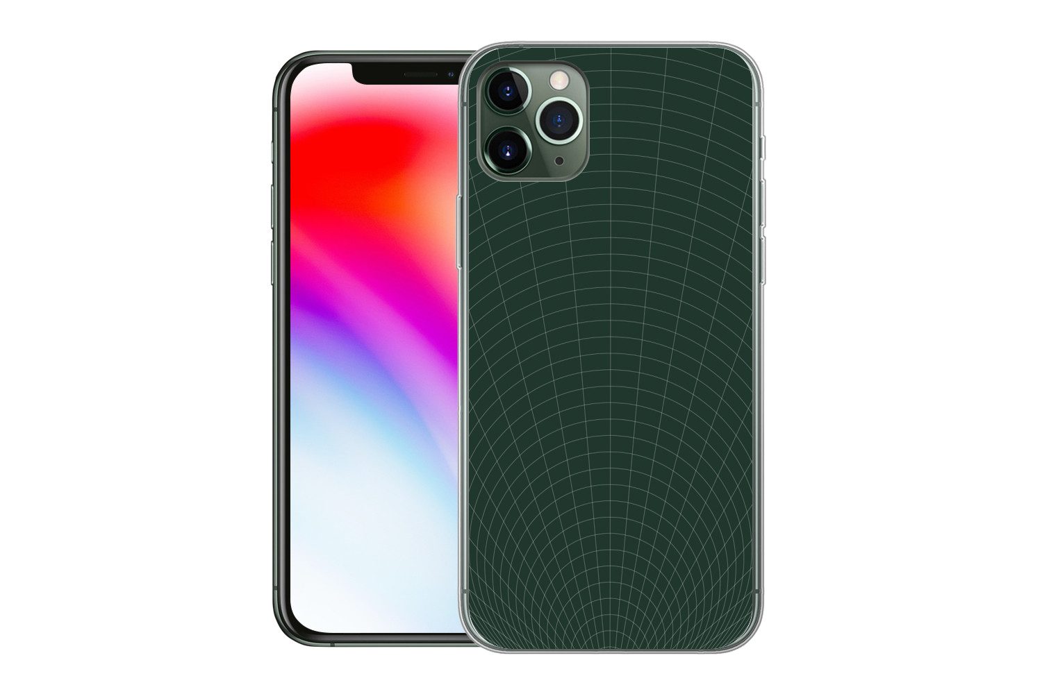 MuchoWow Handyhülle für Apple iPhone 11 Pro Max Tunnellinien - Grün - Abstrakt, Smartphone-Bumper, Print, Handy Schutzhülle Dünn