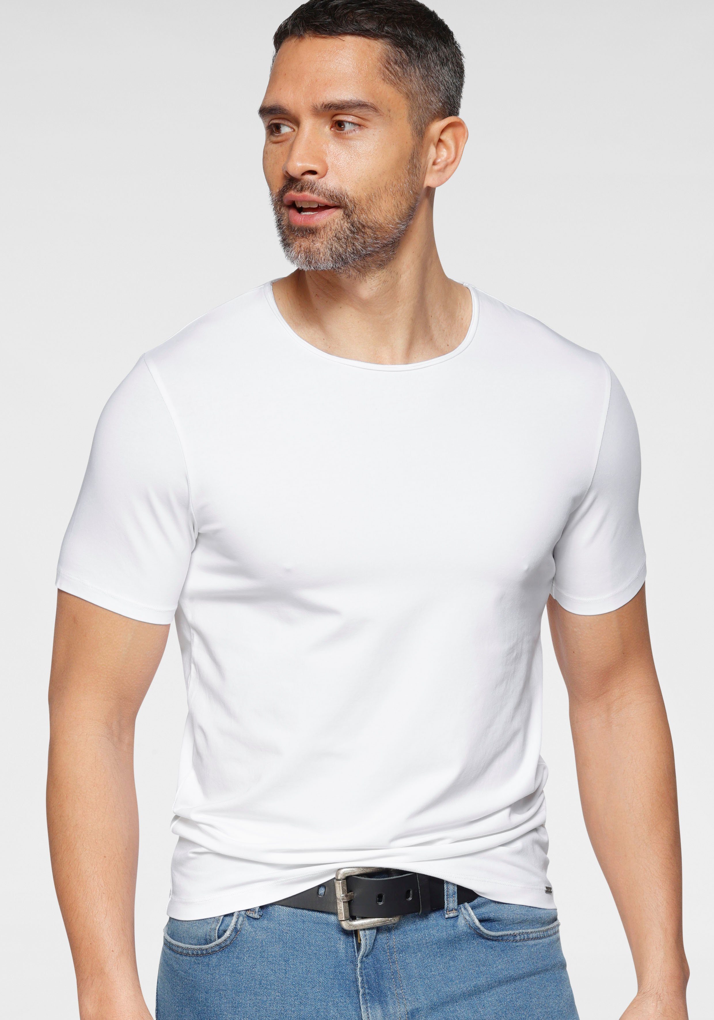 OLYMP T-Shirt Level Five body fit aus feinem Jersey weiß