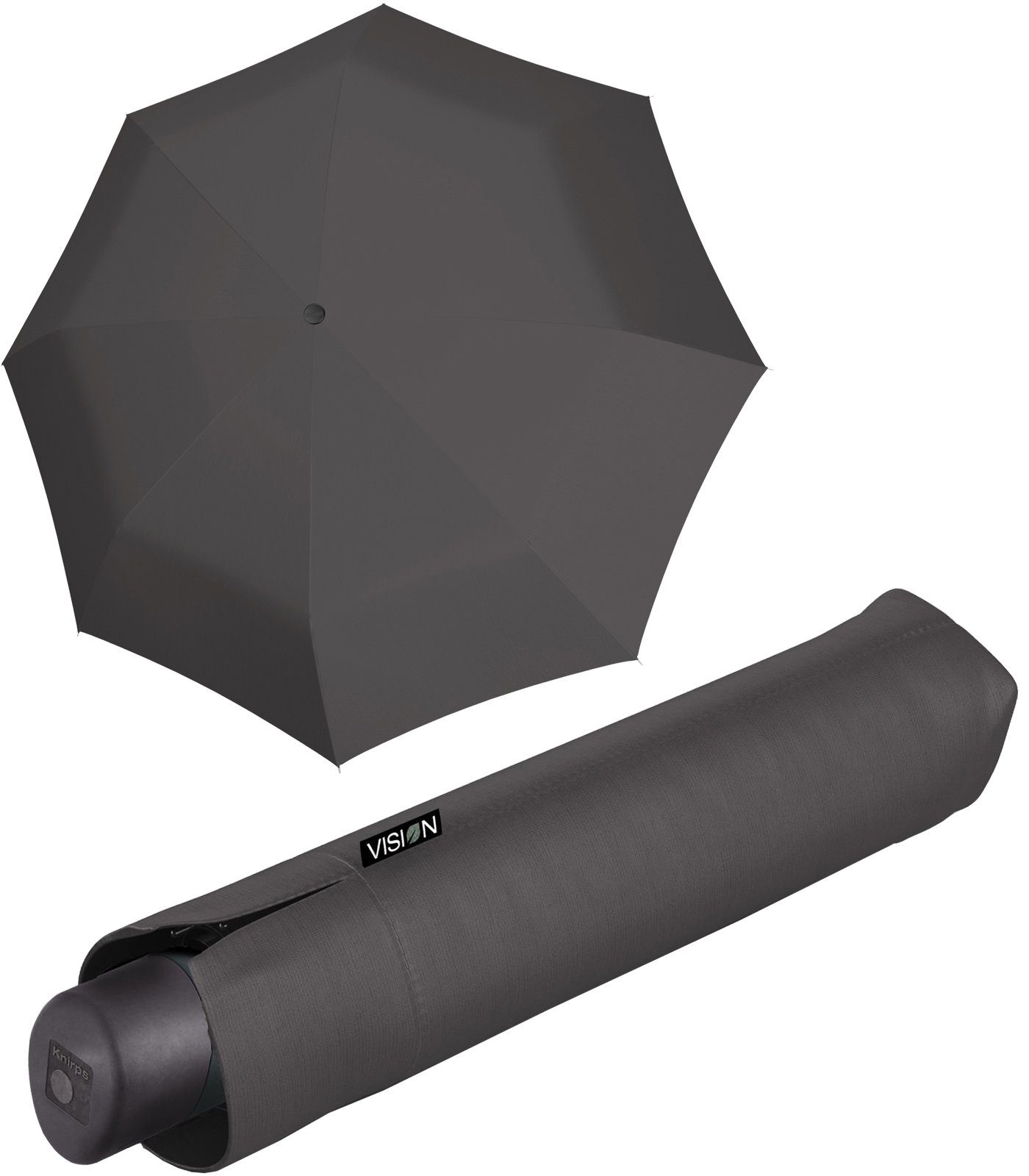 Manual PET, PFC-frei Taschenregenschirm grau dust nachhaltiger Knirps® Damen-Regenschirm, Vision - - recyceltes beschichtet