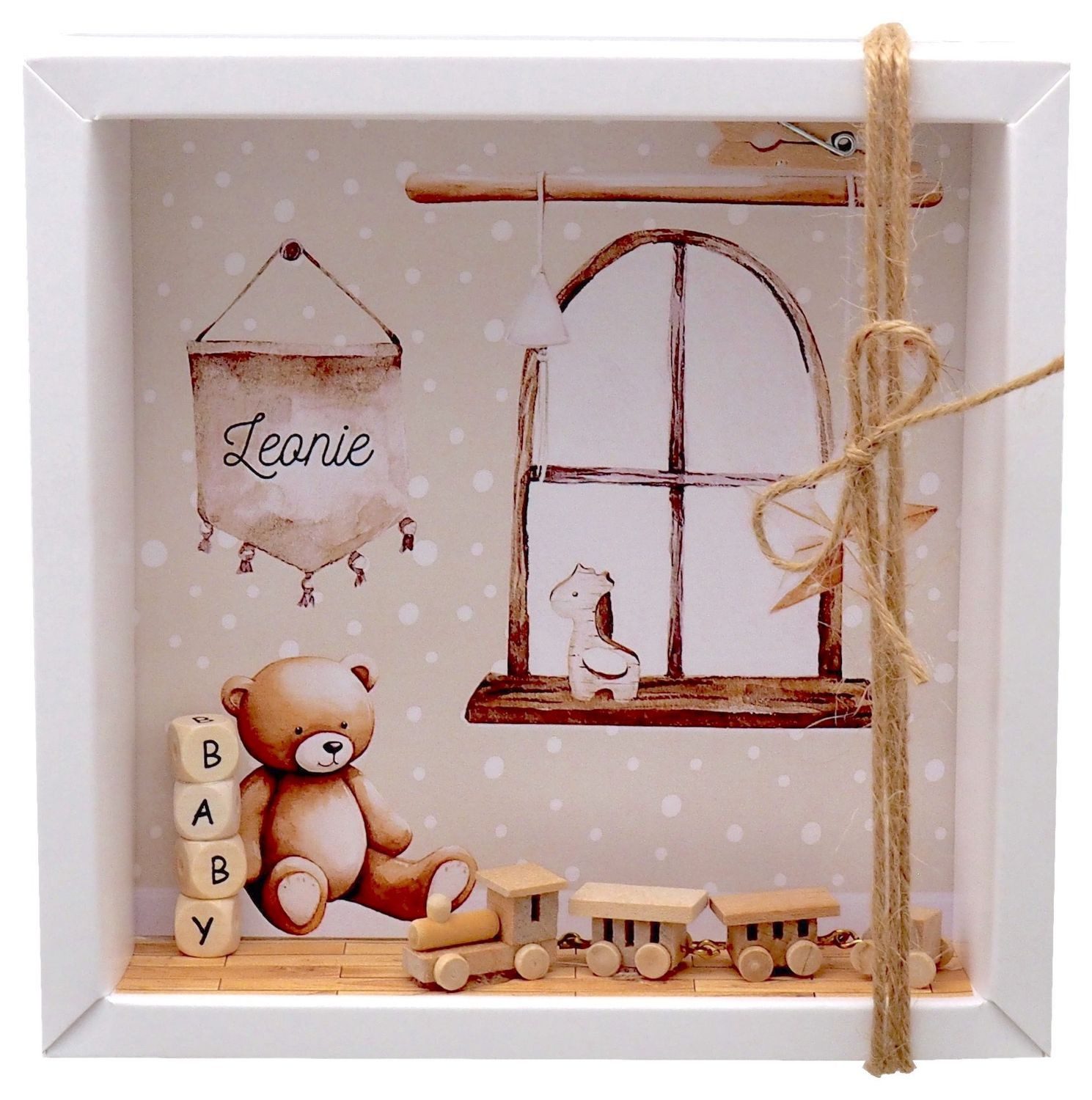 Geschenkbox Geldgeschenk Verpackung Geschenk Geburt Taufe Boho PERSONALISIERT