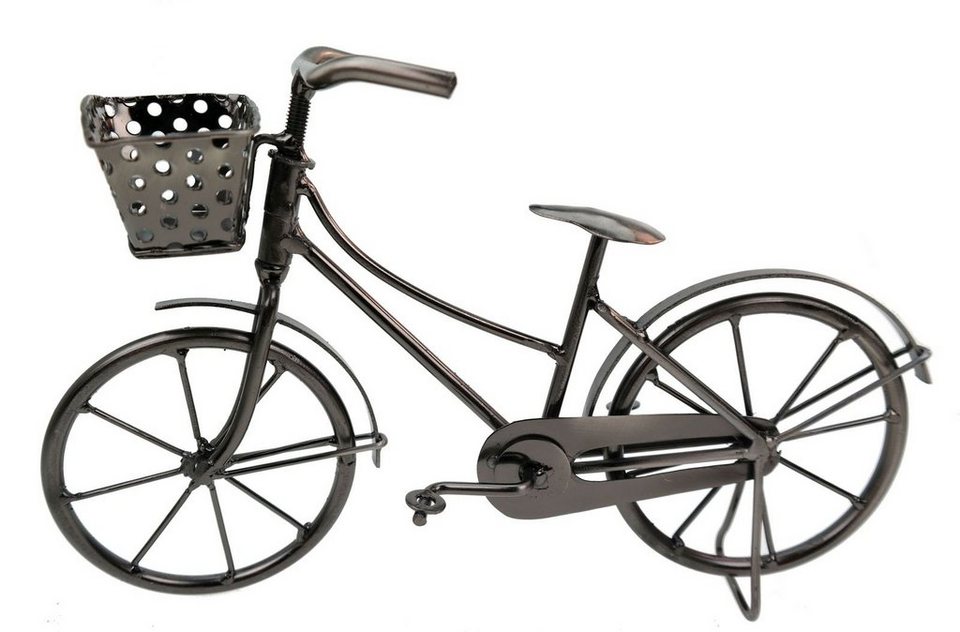 Kremers Schatzkiste Spardose Deko Fahrrad mit Korb aus Metall Dekoration  Geldgeschenk Bike