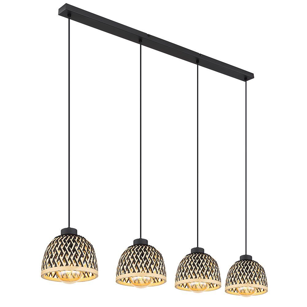 GLOBO LIGHTING Hängeleuchte, Leuchtmittel nicht inklusive, Hängelampe Esszimmerleuchte Boho Bambus Schirm braun 4-flammig L 119cm