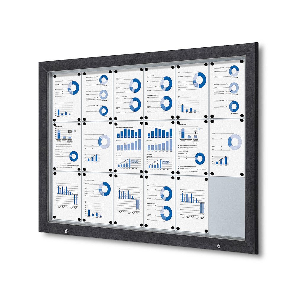 Hängevitrine Showdown Displays Schaukasten Premium für Außen - 18x DIN A4 - Grau