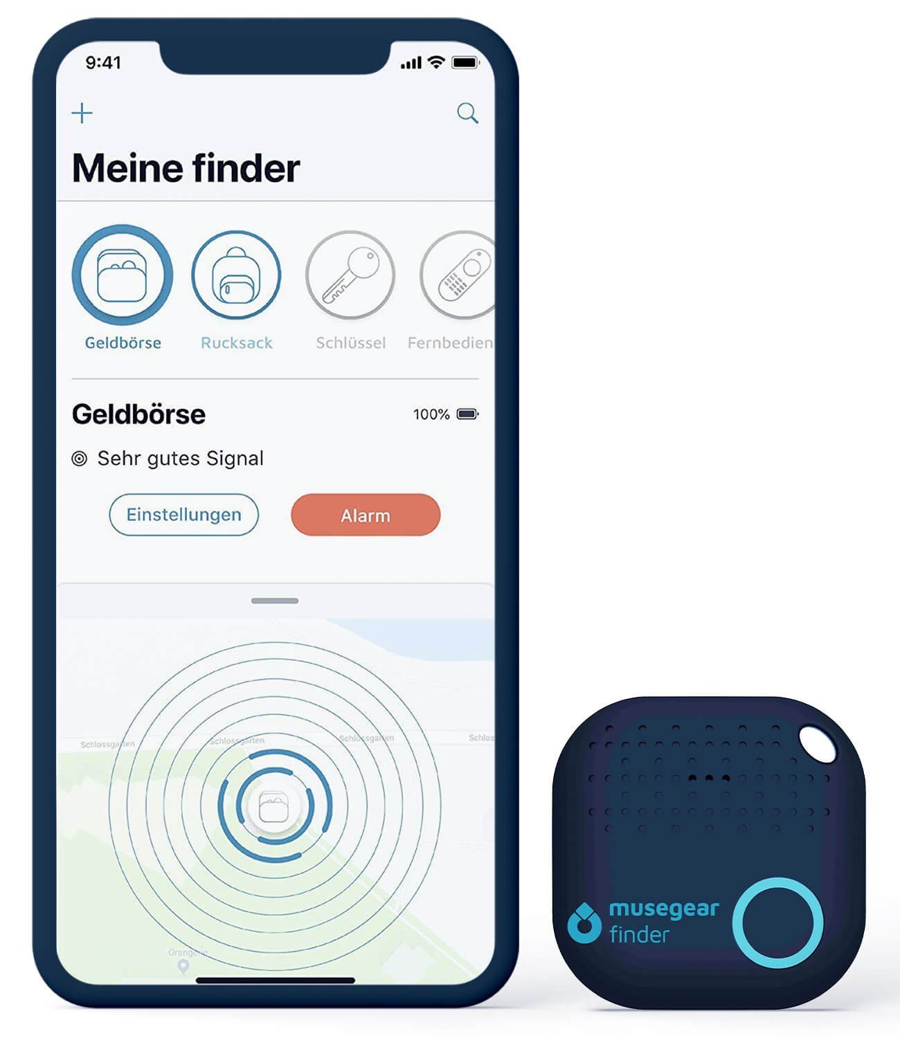 musegear Bluetooth®-Sender Schlüsselfinder mit Bluetooth App aus Deutschland, Zubehör für iOS/ Android Handys