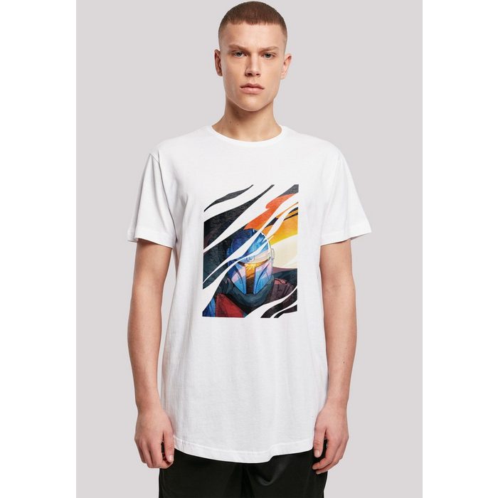 F4NT4STIC T-Shirt Long Cut T Shirt 'Star Wars Mandalorian Glare' Herren Premium Merch Lang Longshirt Bedruckt