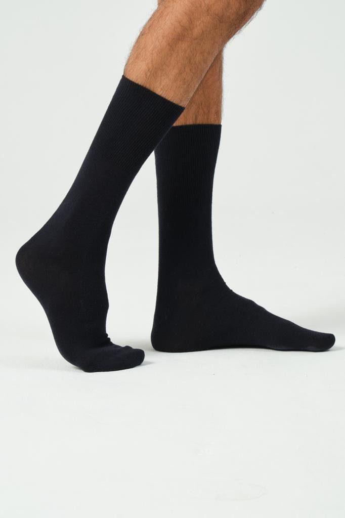 NERS Diabetikersocken für Damen und (6 für Bund Dunkelblau Gummi aus Paar) Herren Füße elastischen und ohne Sensible weicher Baumwolle hochwertiger Ohne