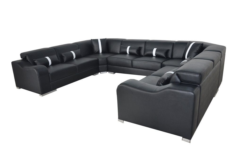 Wohnlandschaft Couch Form Sofa Design JVmoebel Leder Sitz U Modern Eck Ecksofa, Polster