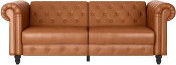 Dorel Home 3-Sitzer Felix, Schlafsofa 236 cm, (Liegefläche 108x190cm), Rückenlehne, 3-fach verstellbar, Velours, Kunstleder, Luxus-Microfaser Vintage
