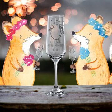 Mr. & Mrs. Panda Sektglas Einhorn Fitness - Transparent - Geschenk, Diät, Einhörner, Unicorn, E, Premium Glas, Persönliche Gravur