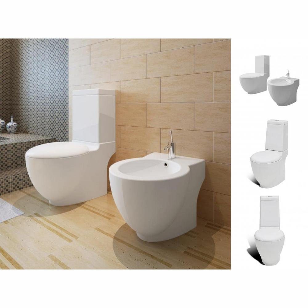 vidaXL Bidet Stand-WC & Bidet Set Weiß Keramik