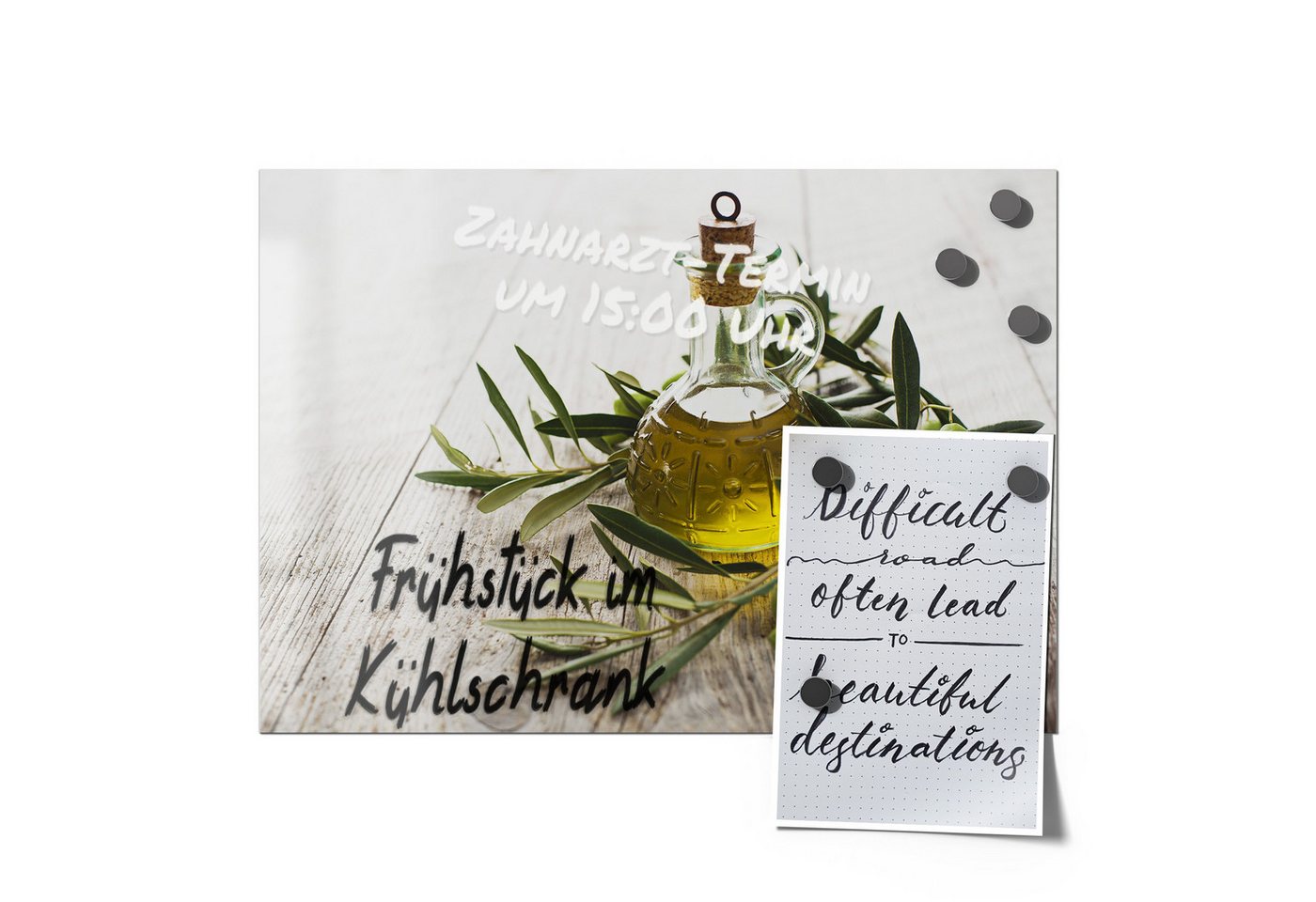 Thumbnail - DEQORI Magnetfolie 'Olivenöl mit Olivenzweig', beschreibbar universal Magnetmatte magnetisch Folie Planer Kalender