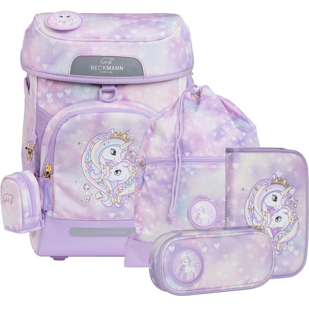Beckmann Norway Schulrucksack Beckmann Schulranzen Plus Air Set 6tlg. Unicorn Princess Purple lila