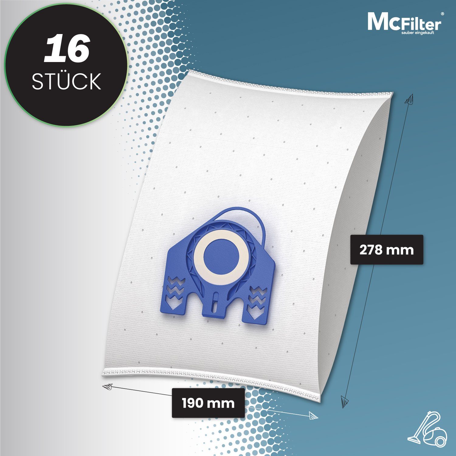 McFilter Staubsaugerbeutel >MAXI BOX< (16+8), passend für Miele Staubsauger GN Serie, S2 S4 S5 S6 S8, Complete C2/C3, Classic C1, wie 10408410, 16 St., inkl. 8 Filter, Top Miele Alternative zu 9917730