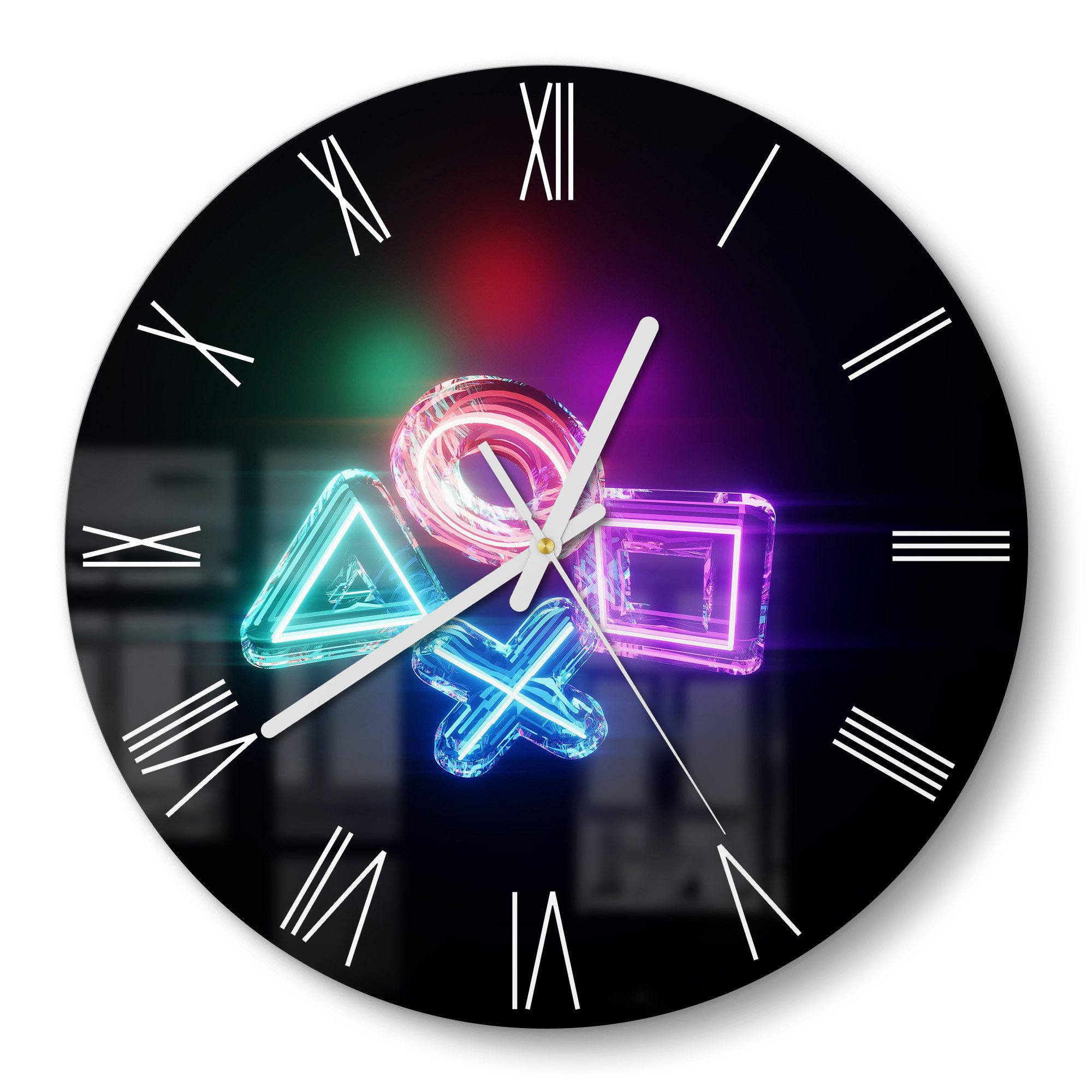 DEQORI Wanduhr 'Neon Gaming Symbole' (Glas günstig online kaufen