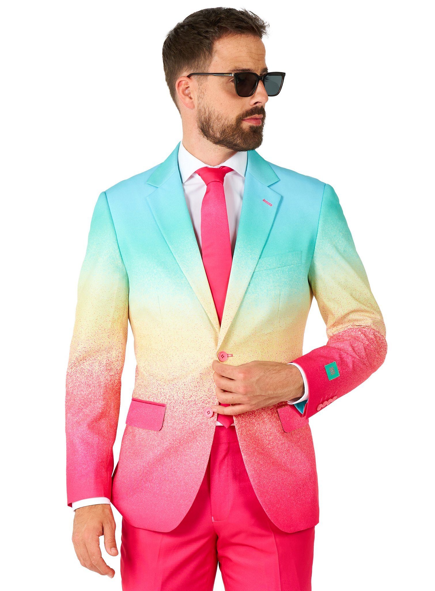 Opposuits Partyanzug Funky Fade Kostüm Anzug - für Karneval Halloween, Anzug mit fließendem Farbverlauf für freshe Typen