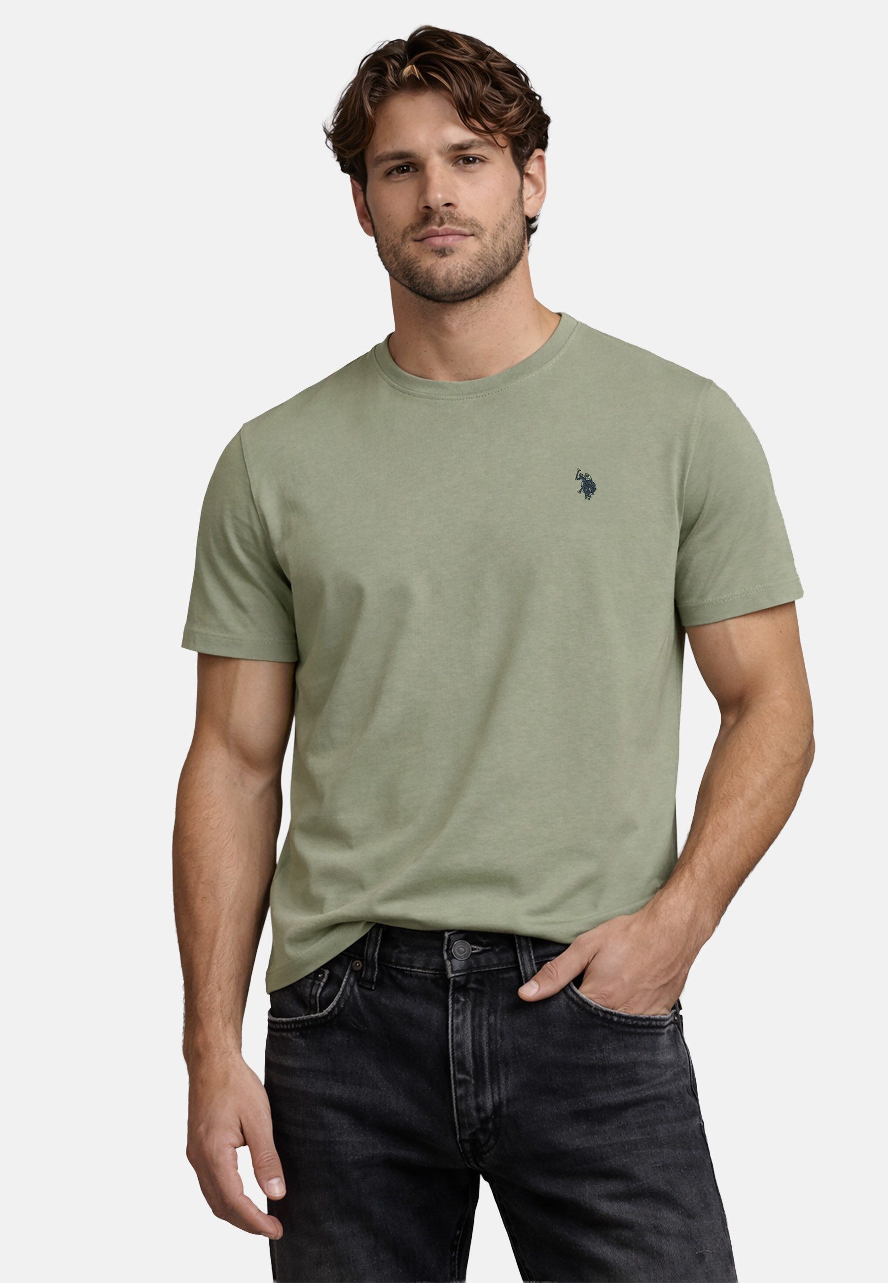 U.S. Polo Assn. T-Shirt USCaaleb – Herren Basic mit Rundhalsausschnitt 100 % Baumwolle mit weicher Haptik und leichtem Tragegefühl