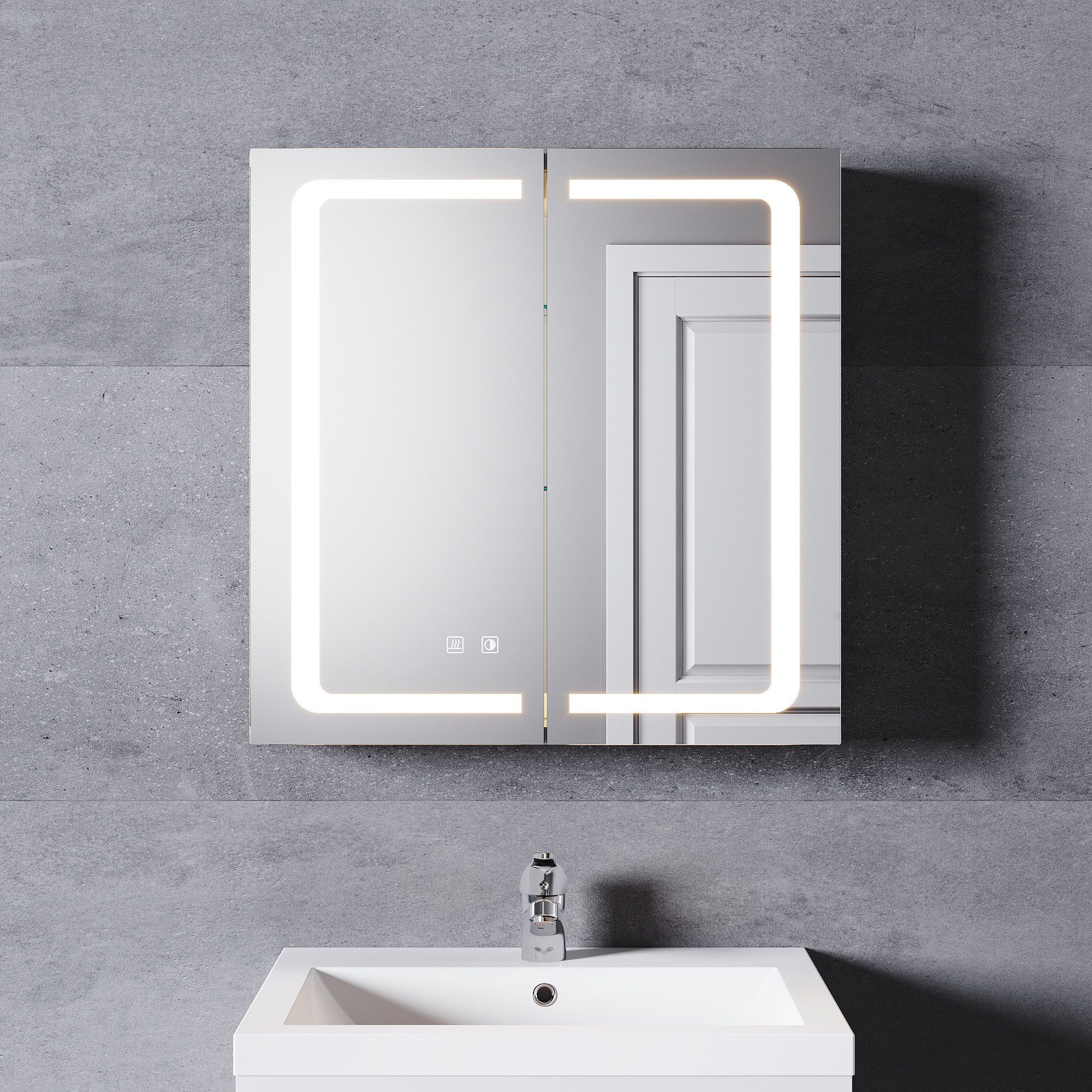 SONNI Spiegelschrank Spiegelschrank Bad mit Beleuchtung und Steckdose LED B günstig online kaufen