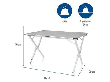 Campart Campingstuhl (Campingtisch / Rolltisch mit 2 Stühlen), kleiner Klapptisch 110 x 70cm & stabile Hochlehner bequem gepolstert
