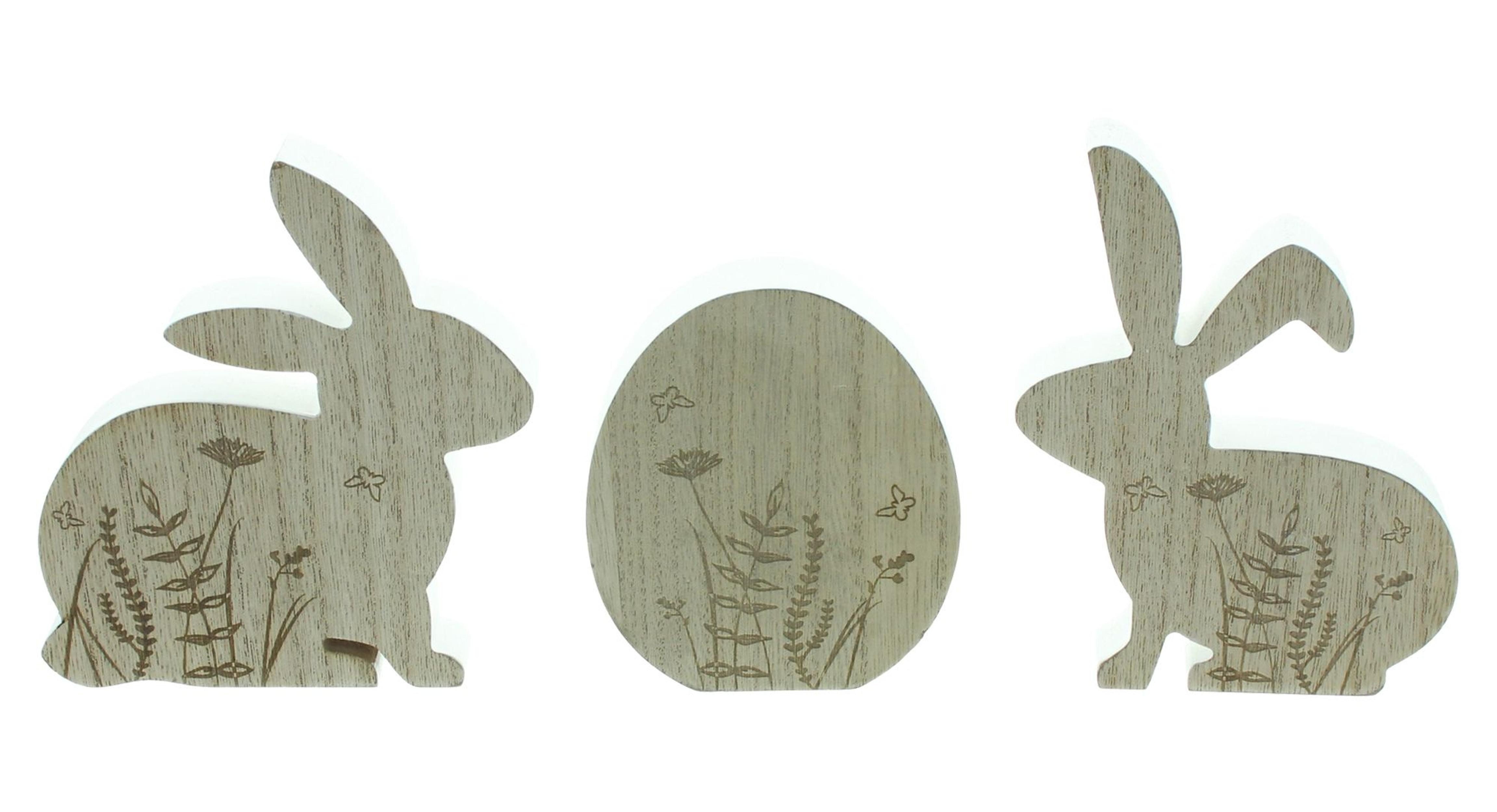 Osterhase Osterdeko "Hasen & Ei", 3er Set