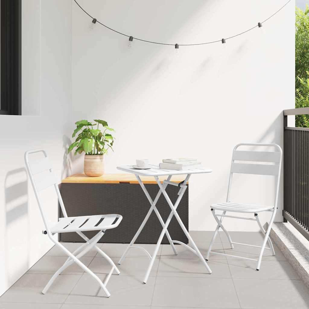 vidaXL Gartenlounge-Set Bistrogarnitur 3 stk. Weiß Stahl, (3-tlg)