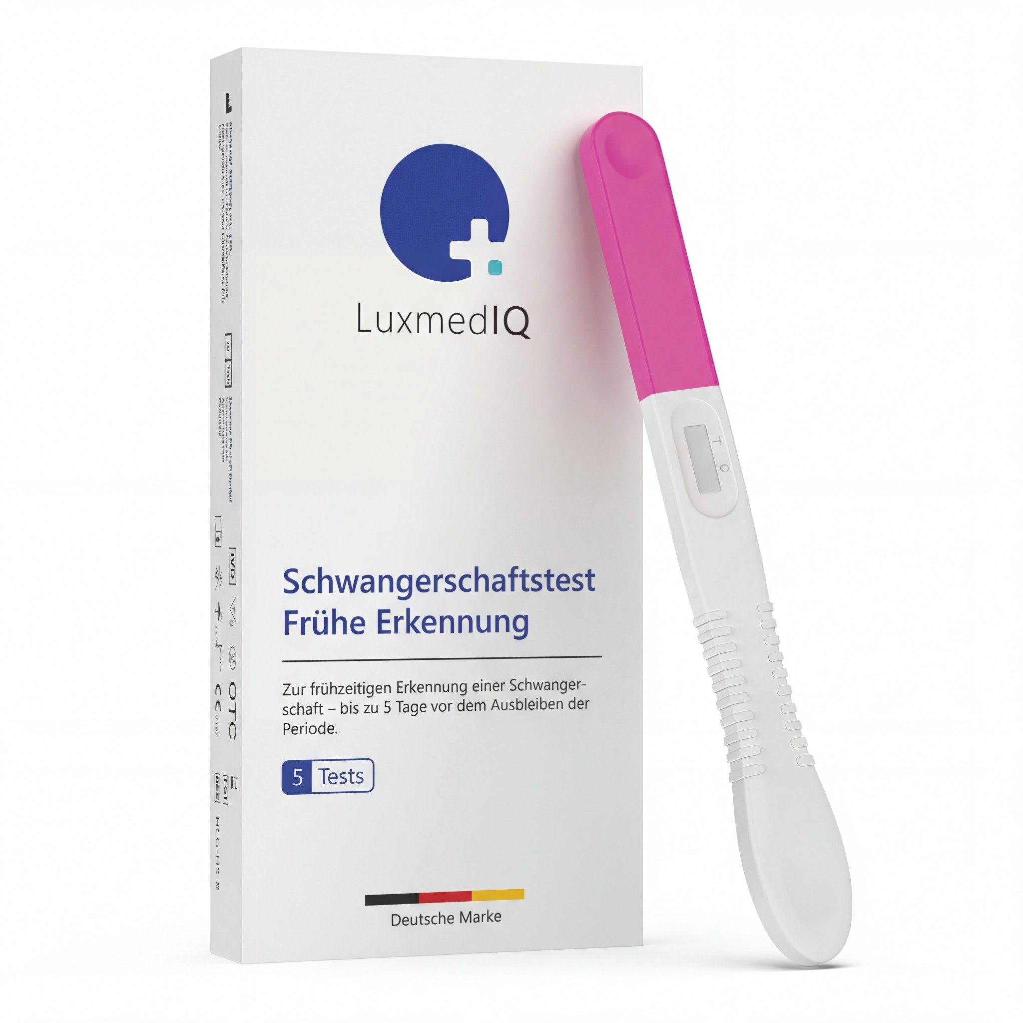 LuxmedIQ Schwangerschaftstest Frühe Erkennung - 25 mIU/mL, 5-tlg., bis zu 5 Tage früher Testen, über 99% Genauigkeit