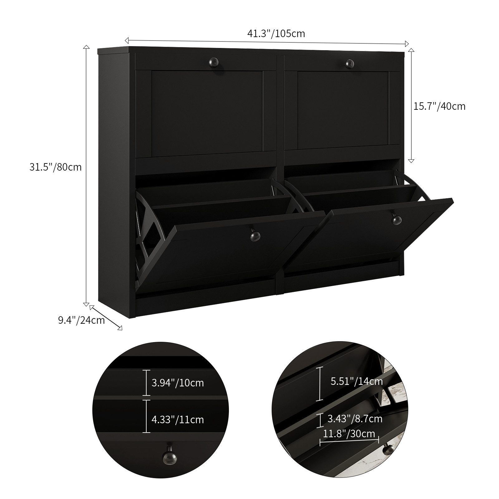 VOWNER Schuhschrank mit 8 Fächern – 4 Klappen und verstellbarer Schuhablage günstig online kaufen