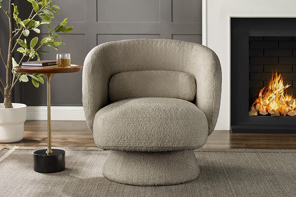 riess-ambiente Drehsessel BOSSA NOVA taupe (Einzelartikel, 1-St), Wohnzimmer · Bouclé · 360° drehbar · Scandinavian Design