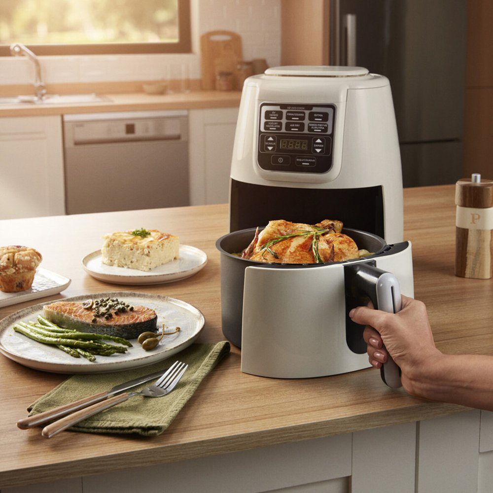 Karaca Heißluftfritteuse Karaca Air Cook XL 2 in 1 Airfryer Heißluftfritteuse Fritteuse 4L, 1550W – Bild 5 von 5