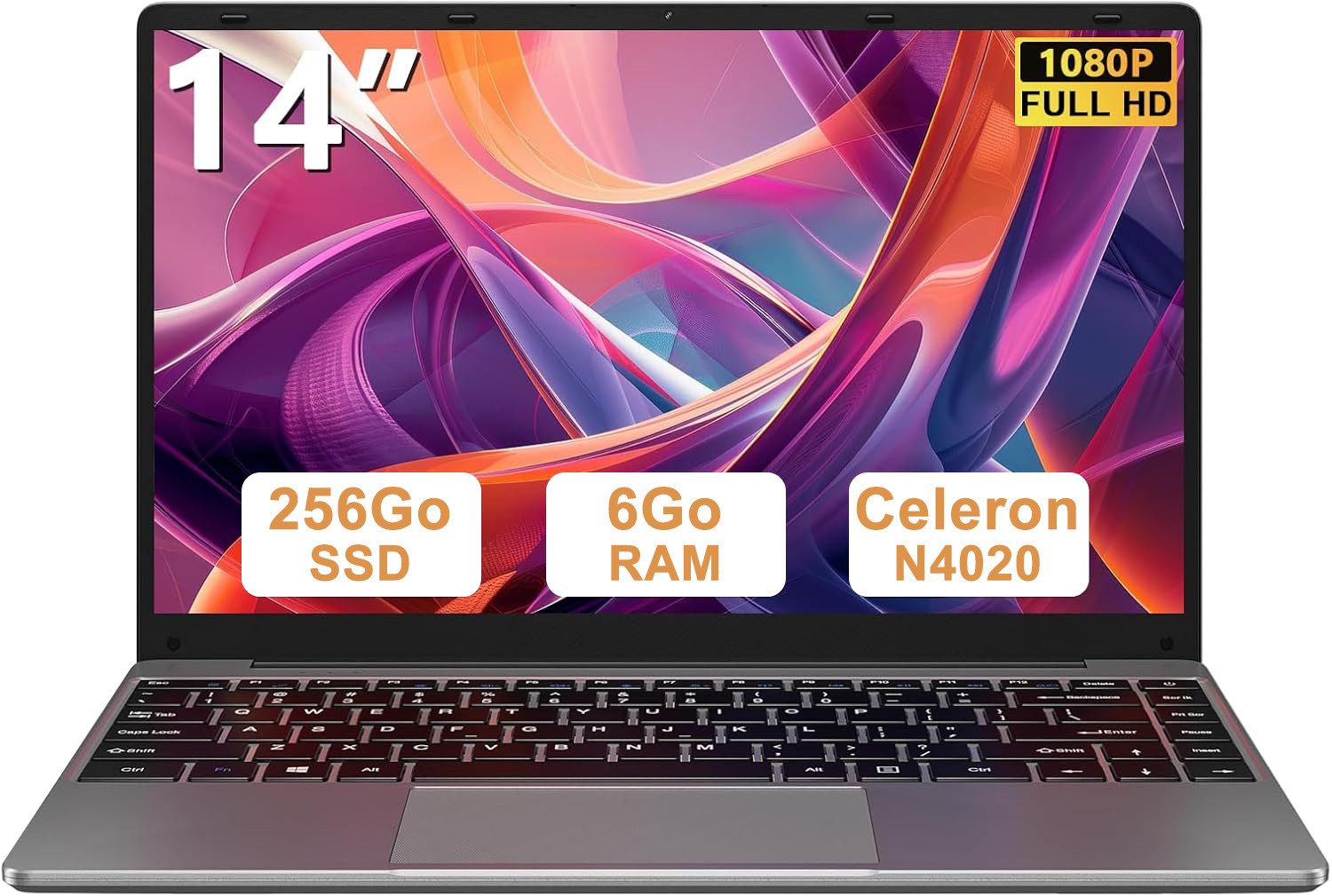 bvate B5 Laptop, 14 Zoll, N4020, 6GB RAM, 256GB SSD Notebook (35 cm/14 Zoll, Celeron N4020 N4020, Celeron N4020, 6 GB, 256 GB SSD, 180° Drehung/Low Blue Light-Zertifizierung/Deutsche Tastaturaufkleber)