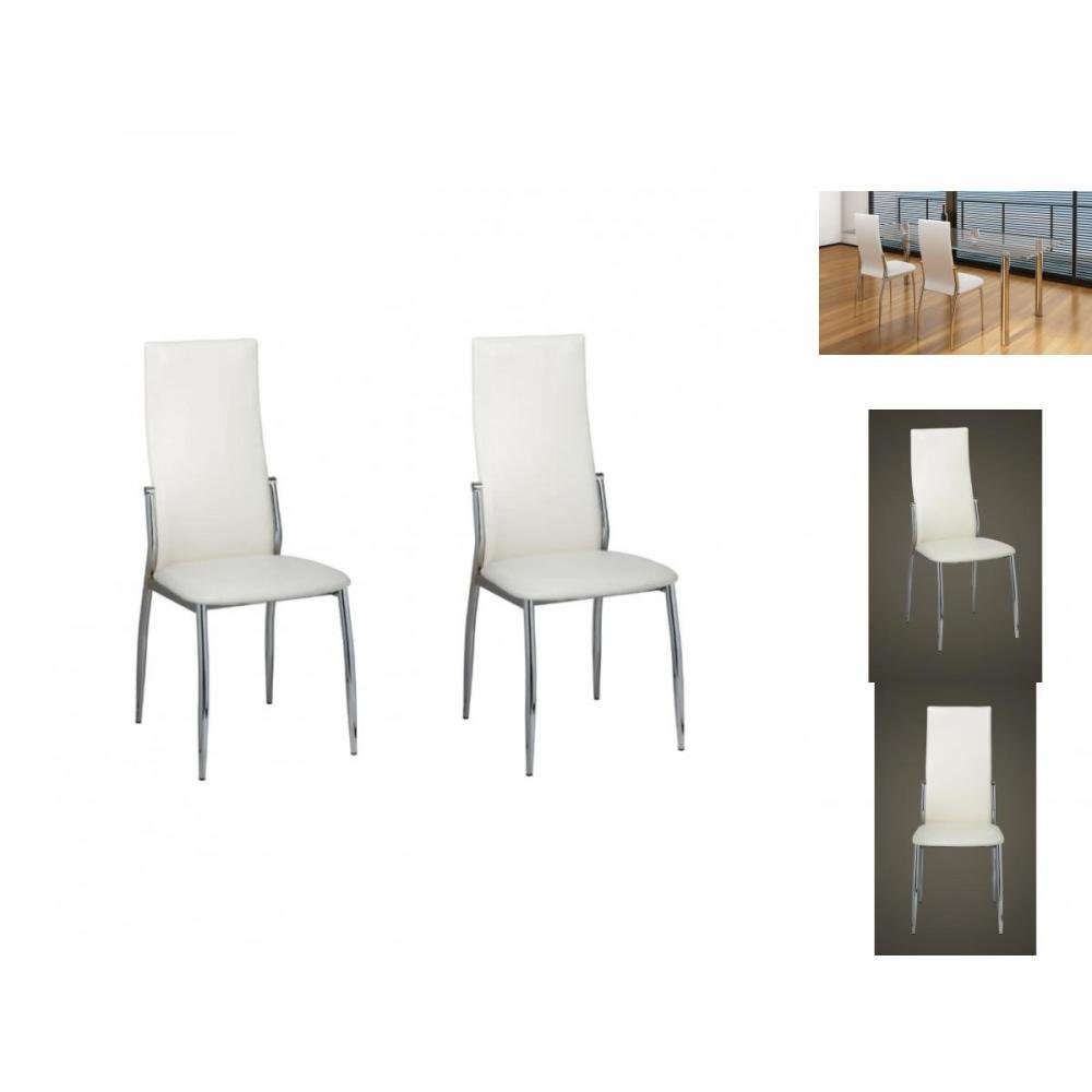 vidaXL Stuhl Esszimmerstühle 2 Stk Weiß Kunstleder | Stühle