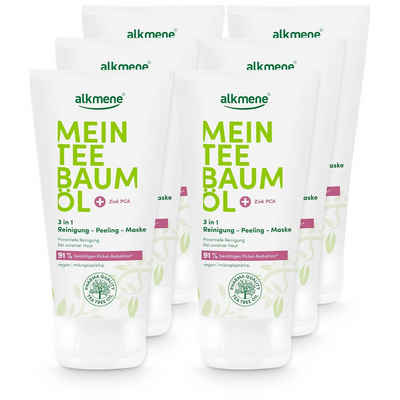 alkmene Körperpeeling 6x 3in1 Reinigung Peeling Maske 150 ml, Pickel Reduktion 91% bestätigt, 6-tlg.