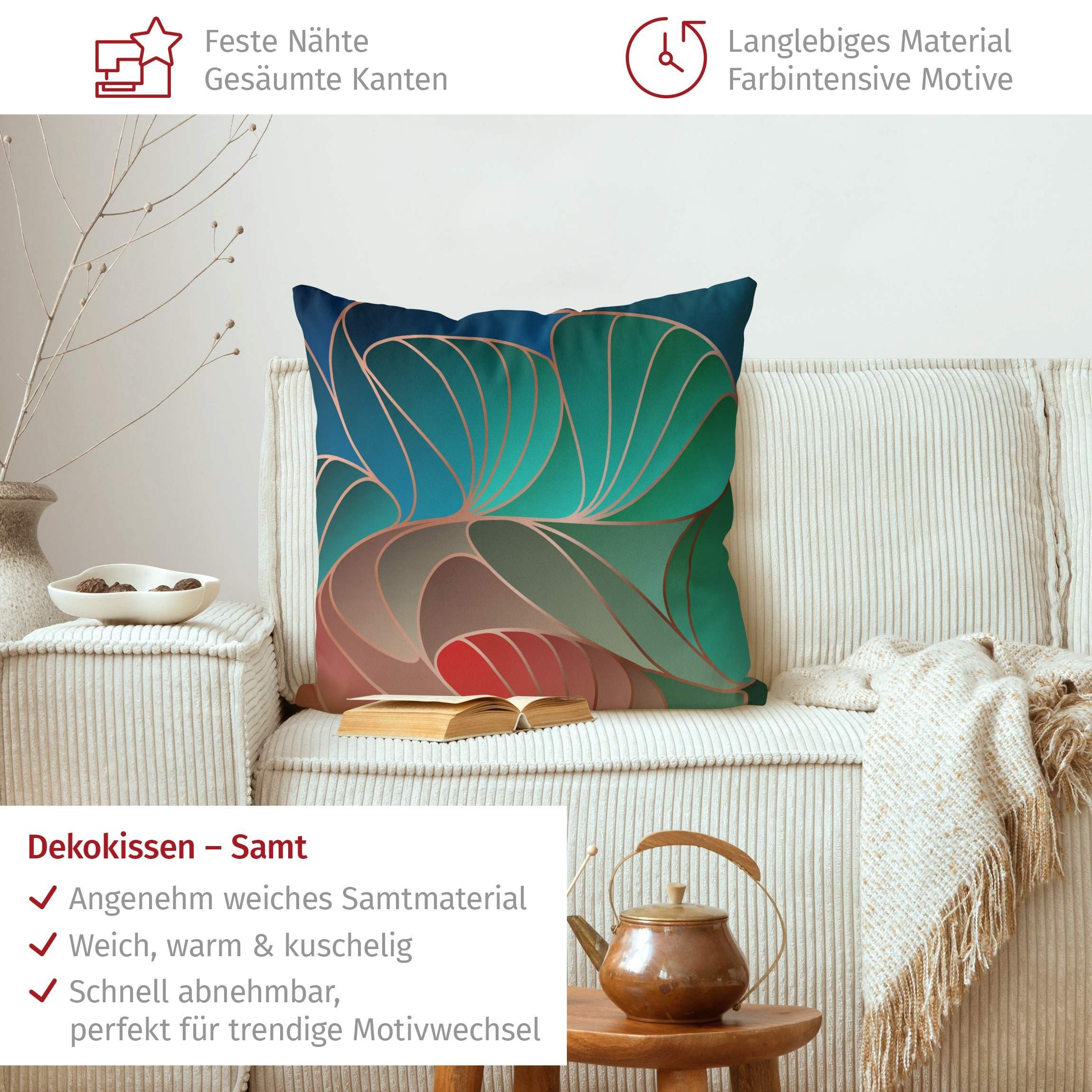 Bilderdepot24 Dekokissen drinnen Kissenhülle/ Sofakissen/ Zierkissen Kissenhülle grün mit Motiv, Bezug mit / ohne Füllung Zierkissen Outdoor Sofa Bett