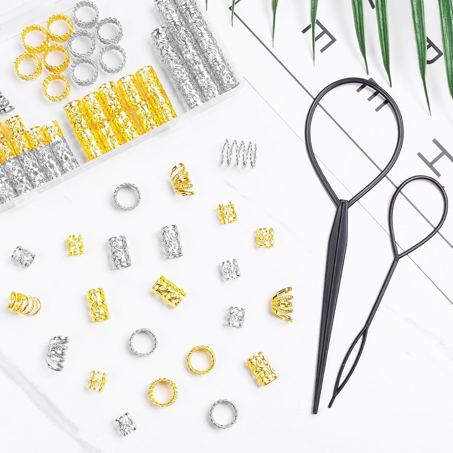 Coonoor Haarspange 72 Stück Dreadlocks Schmuck Haarspiralen Clips, Gewebter Haarschmuck, für Damen Herren
