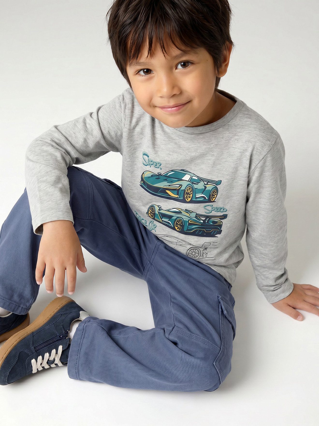 vertbaudet Langarmshirt Jungen Shirt mit witzigem Sport-Print – Bild 5 von 5
