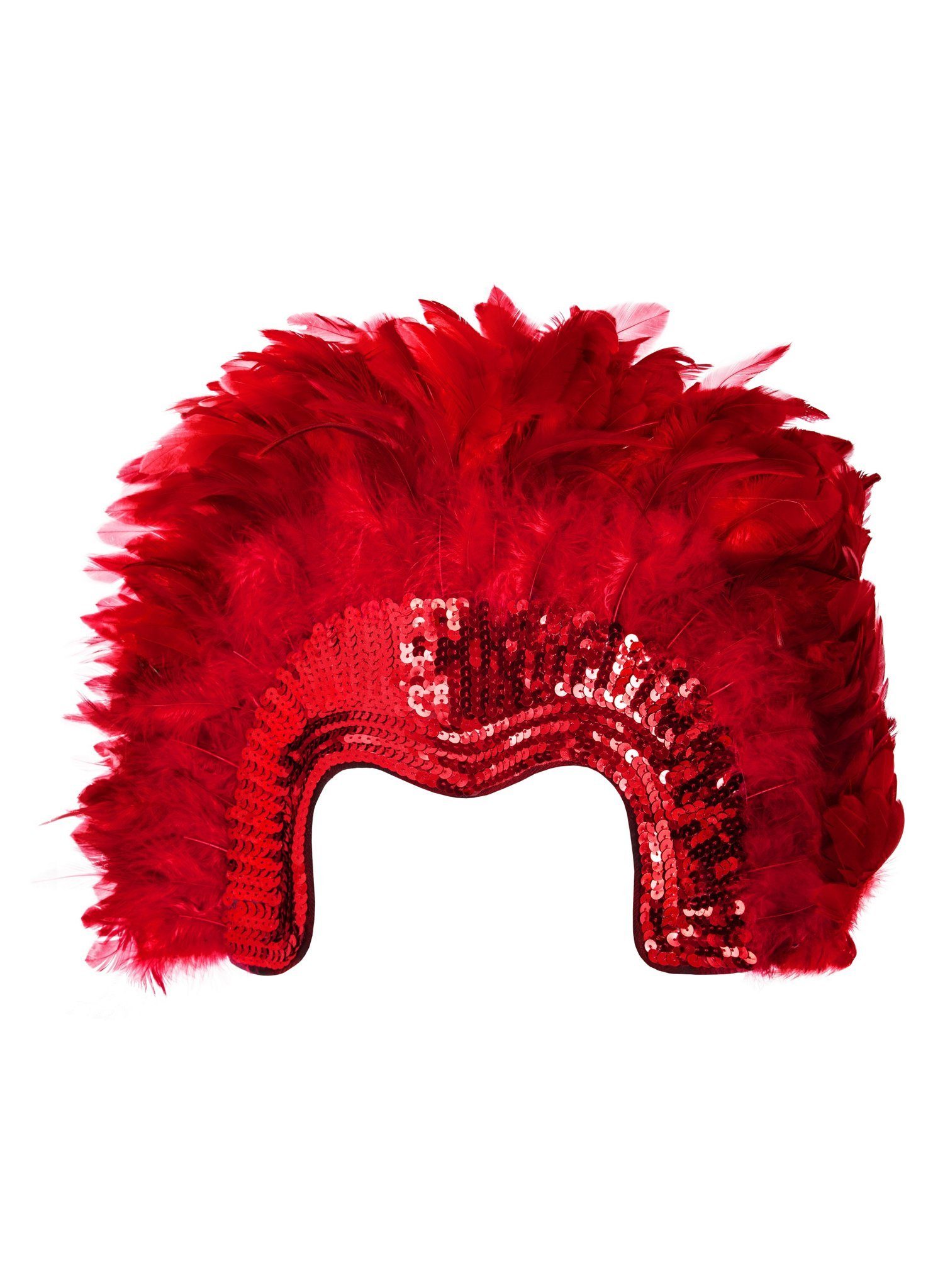 Metamorph Kostüm Federkopfschmuck Showgirl schwarz-rot, Glamouröses Accessoire für Euer Kostüm