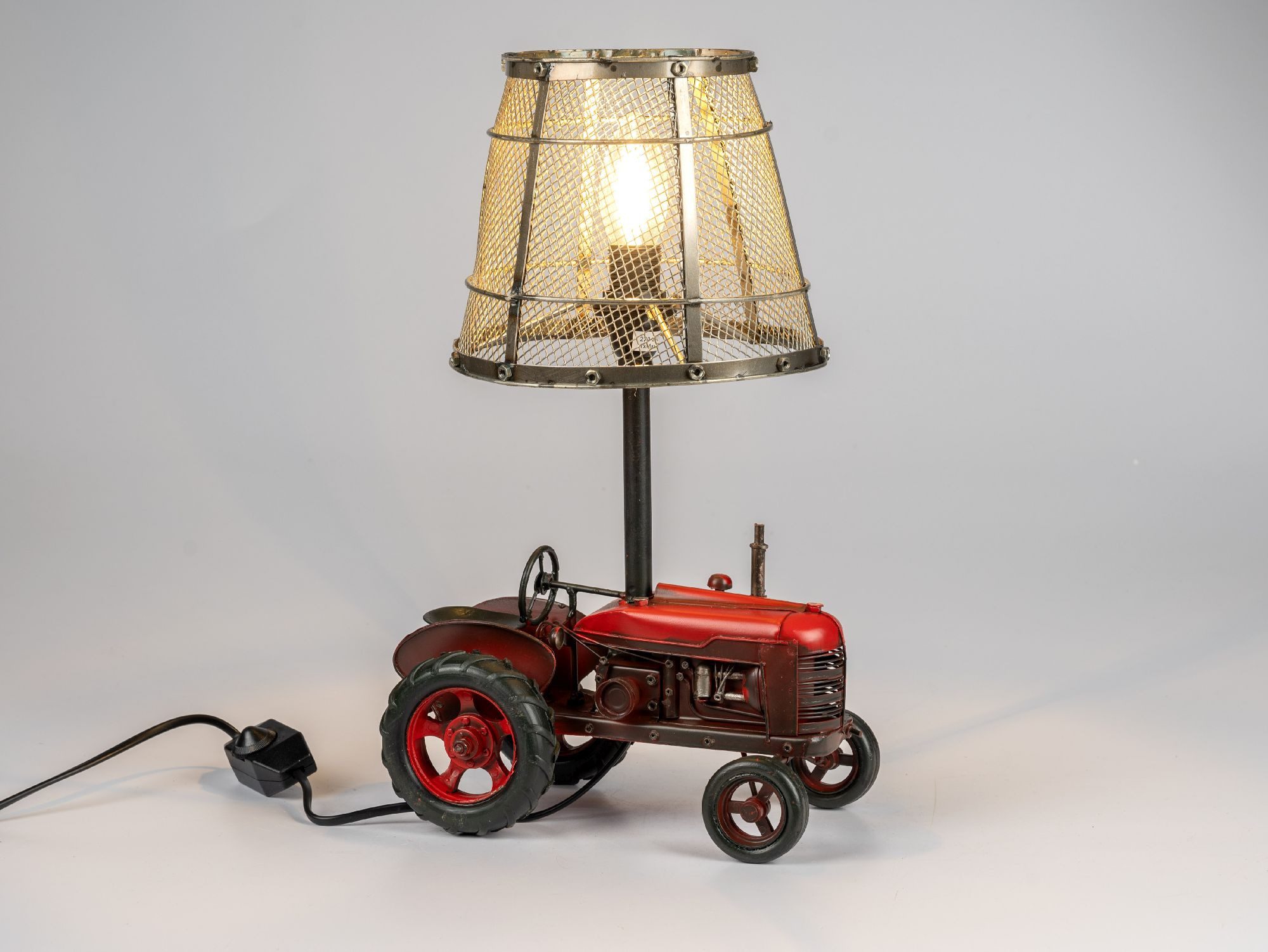 formano Nachttischlampe Rot, Durchmesser 19 cm, mit Schalter, Rot, Motiv: Traktor, Höhe: 41cm