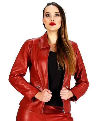 Fetish-Design Lederjacke Lederjacke Blouson Bordeaux Rot