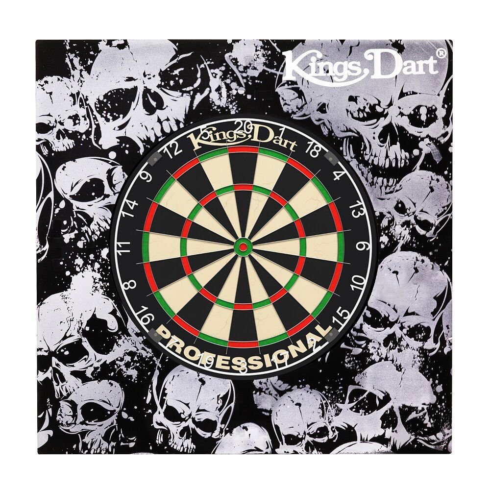 Kings Dart Dartscheibe Dart-Set Skull, Geeignet für Steel- und Softdarts Professional HD (Zahlenring Kunststoff)