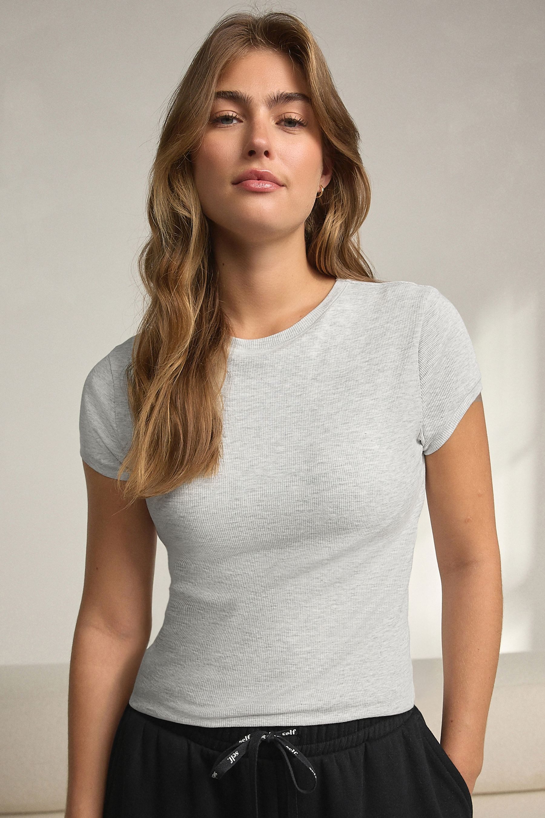 Next T-Shirt Geripptes T-Shirt mit verdecktem Support (1-tlg)