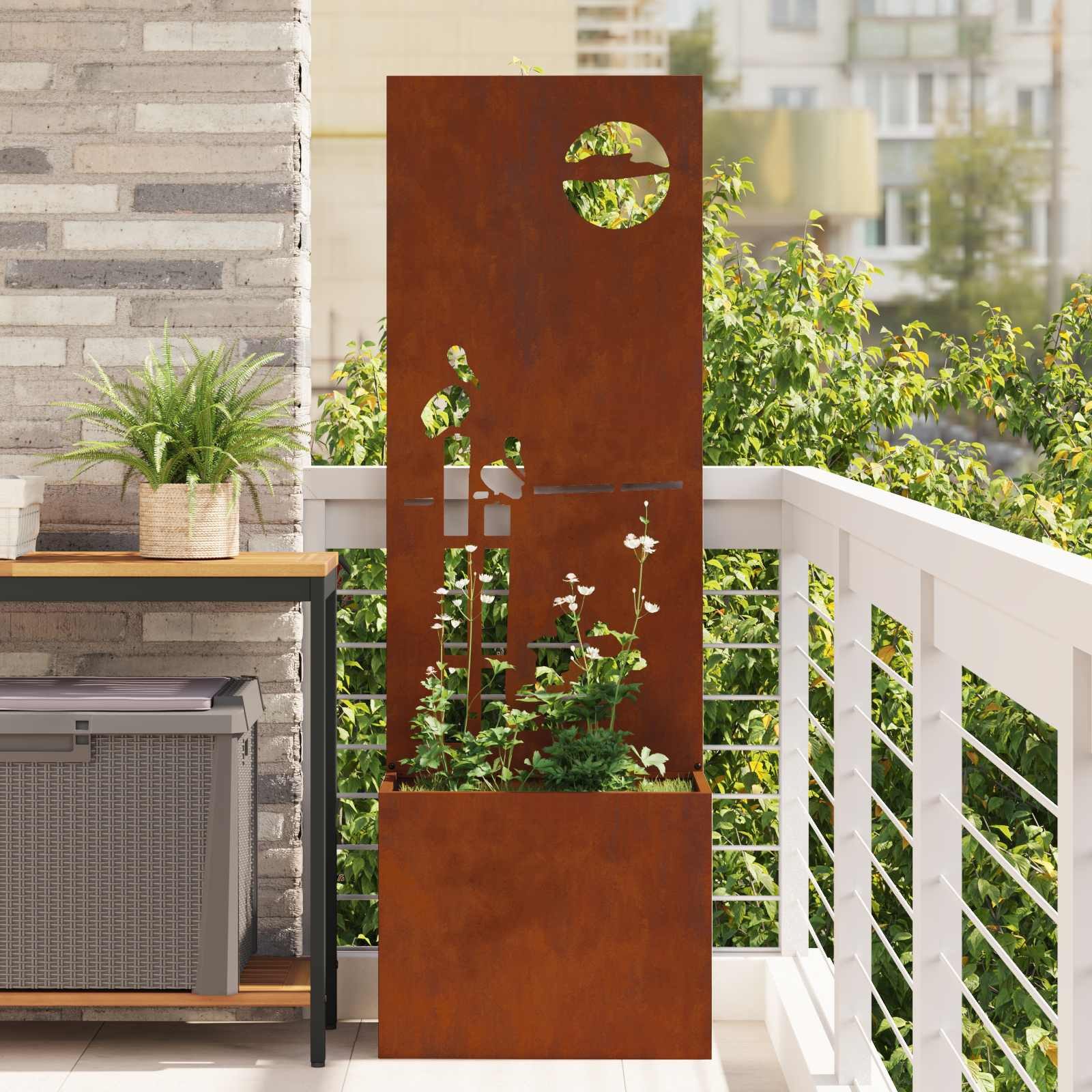 vidaXL Wandbild Garten Sichtschutz-Leinwand Rostig 50 x 32 x 150 cm, (1 St)