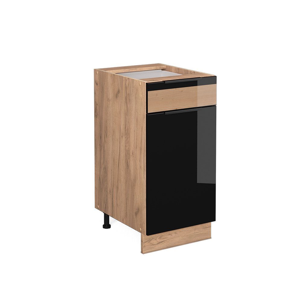Vicco Unterschrank Fame-Line, Schwarz Hochglanz/Goldkraft Eiche, günstig online kaufen