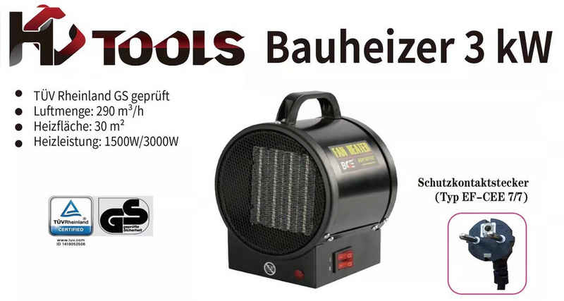 HC Tools Heizgerät Bauheizer 3 kW, 3000 W