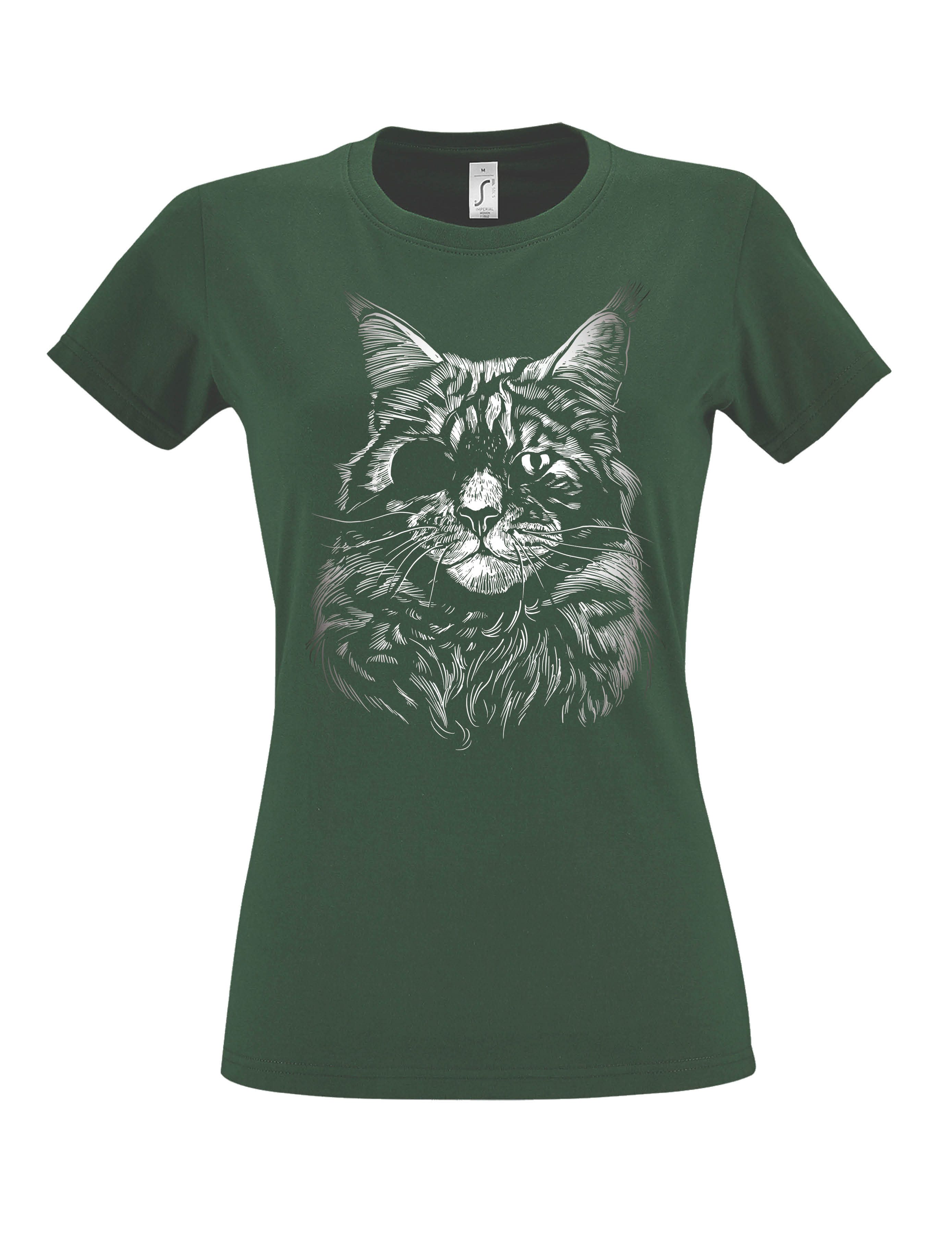 Print-Shirt "Katze Augenklappe" Damen T-Shirt Lustigen Print Geschenk Statement