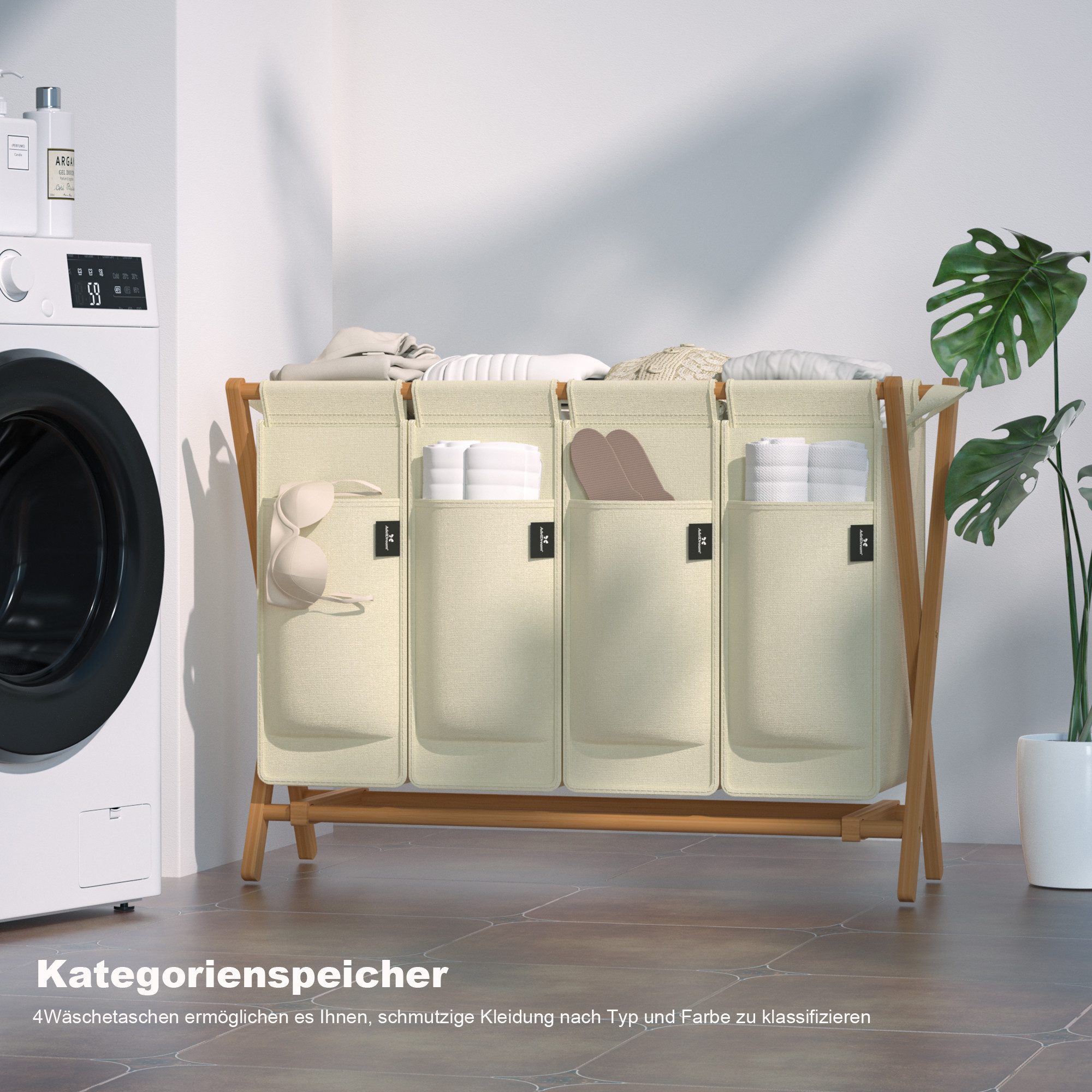 AdelDream Wäschekorb Bambus,Wäschesammler für Schmutzwäsche Wäsche günstig online kaufen