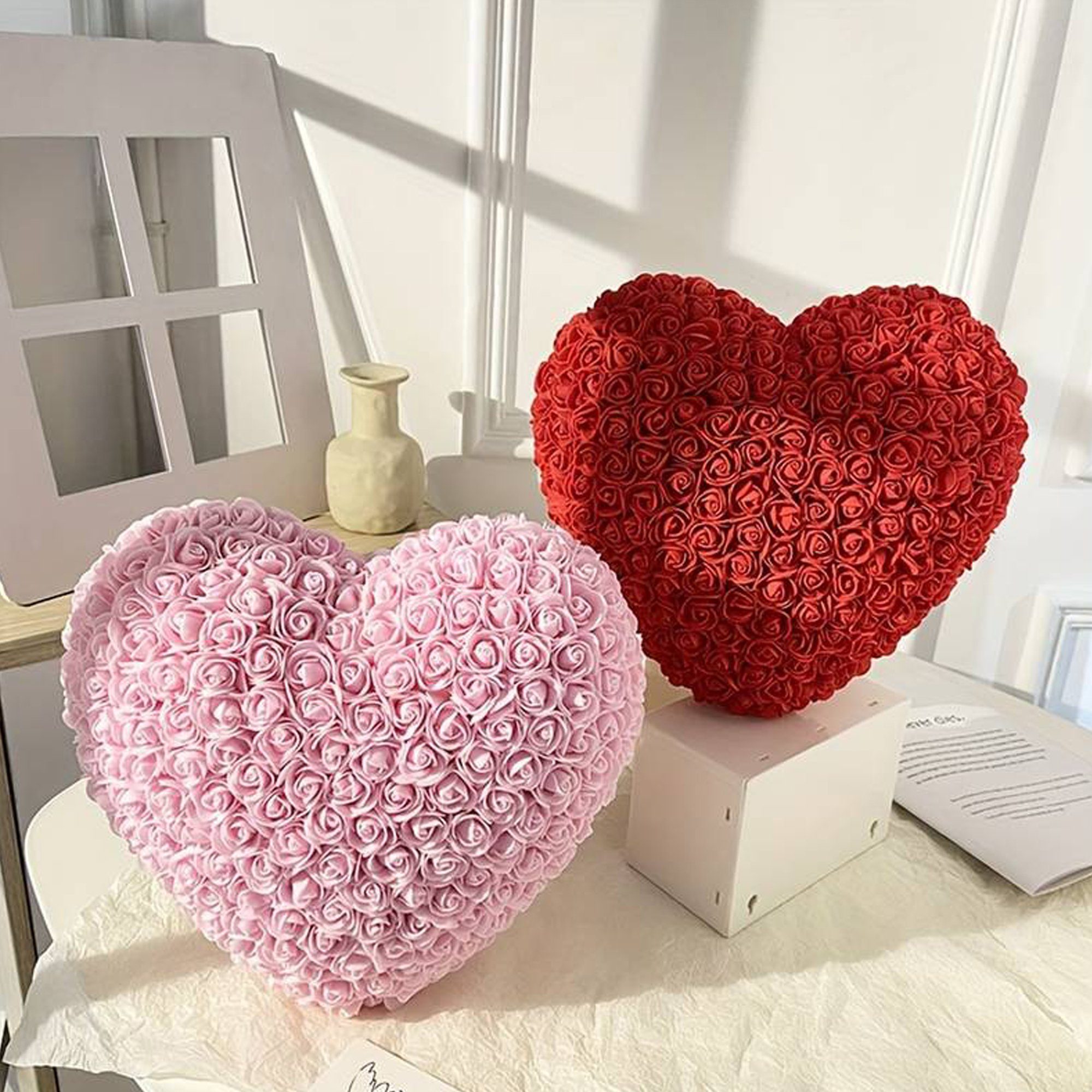 Kunstblumenstrauß Rosenherz Herzrose Rosenblüten in Herzform, Deggelbam, Mu günstig online kaufen