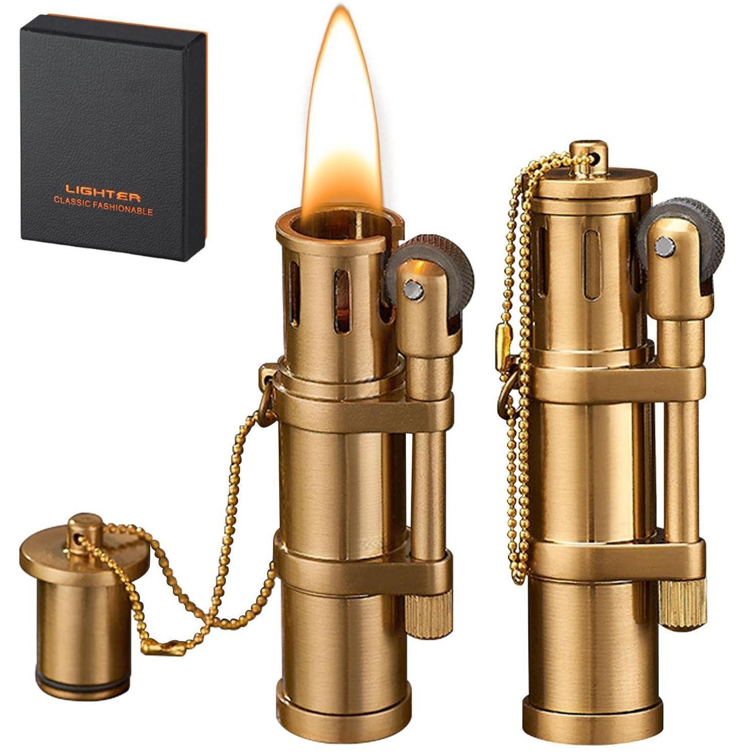 LuxusKollektion Feuerzeuge 2er Set Benzinfeuerzeug Vintage Nachfüllbar Zinklegierung (2-St)