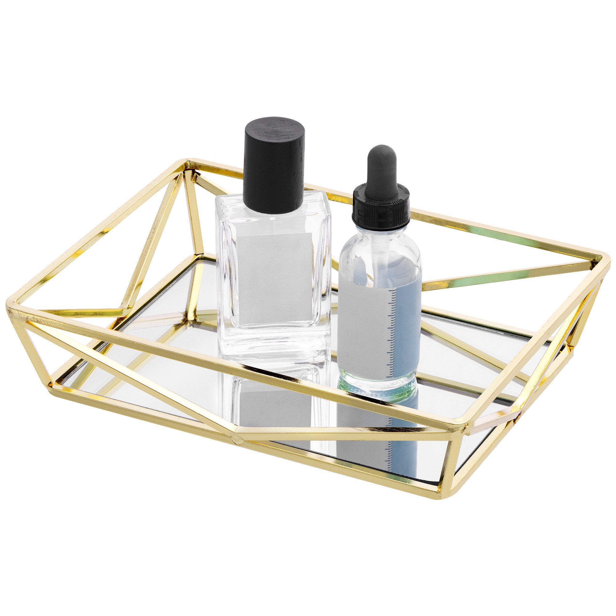 Navaris Organizer Serviertablett Parfum Tabletten Organizer Schmucktablett (1 St), Spiegeltablett 20x14x4,5cm - Deko Tablett Ablage rechteckig klein